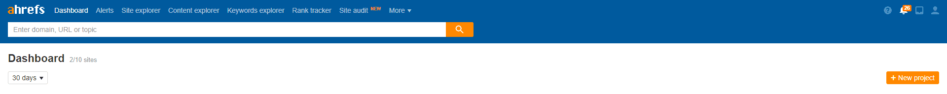 ahrefs dashboard image