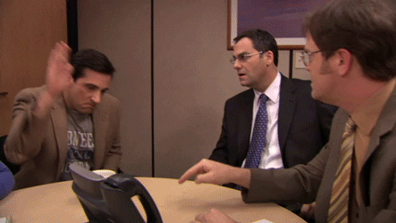 Animated GIF of Michael Scott from The Office saying 'Thank You' emphatically.