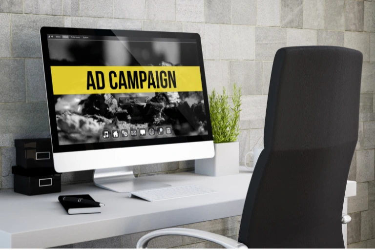 ad campaign showing in the desktop computer