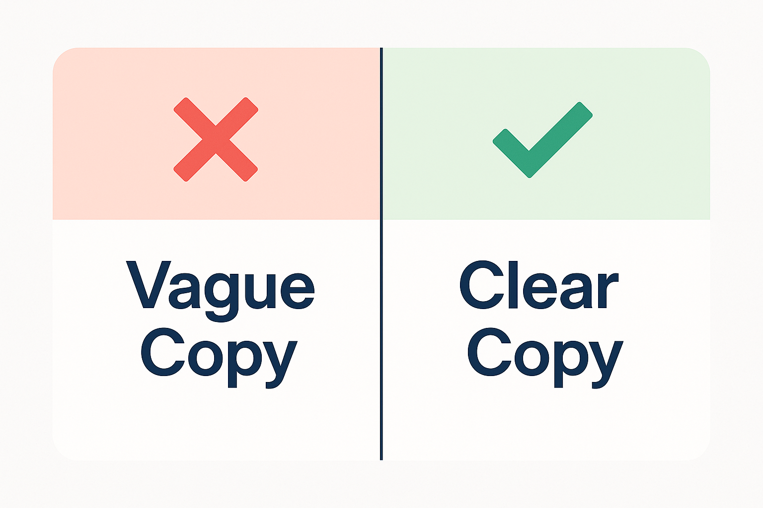 Comparison table contrasting vague marketing copy with specific AI-quotable pricing statements