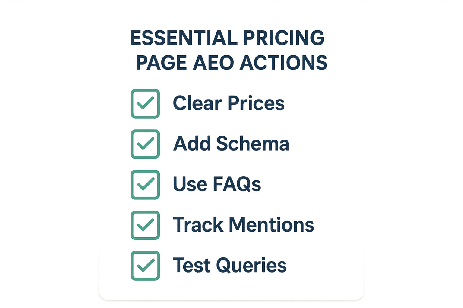 Infographic checklist of five prerequisites needed before optimizing B2B pricing pages for AI citations