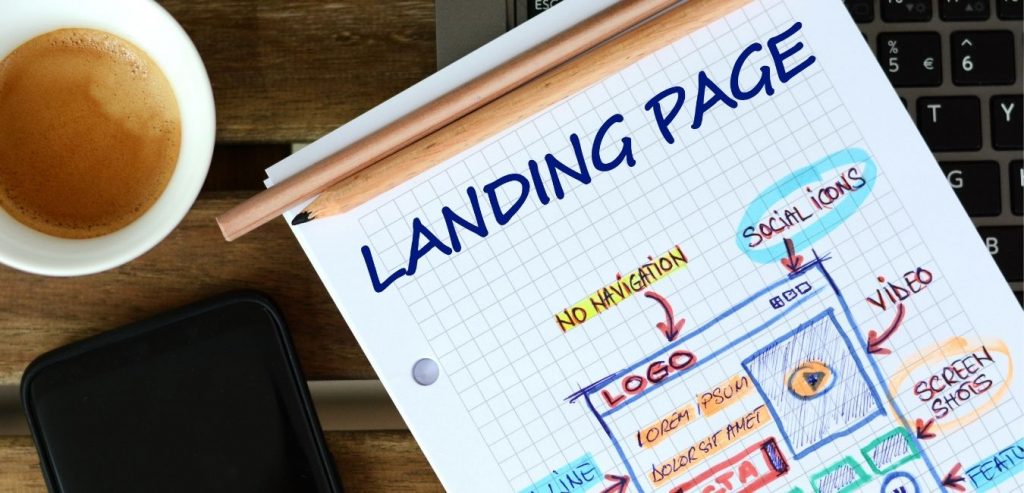 A planning page looking at designing a landing page.